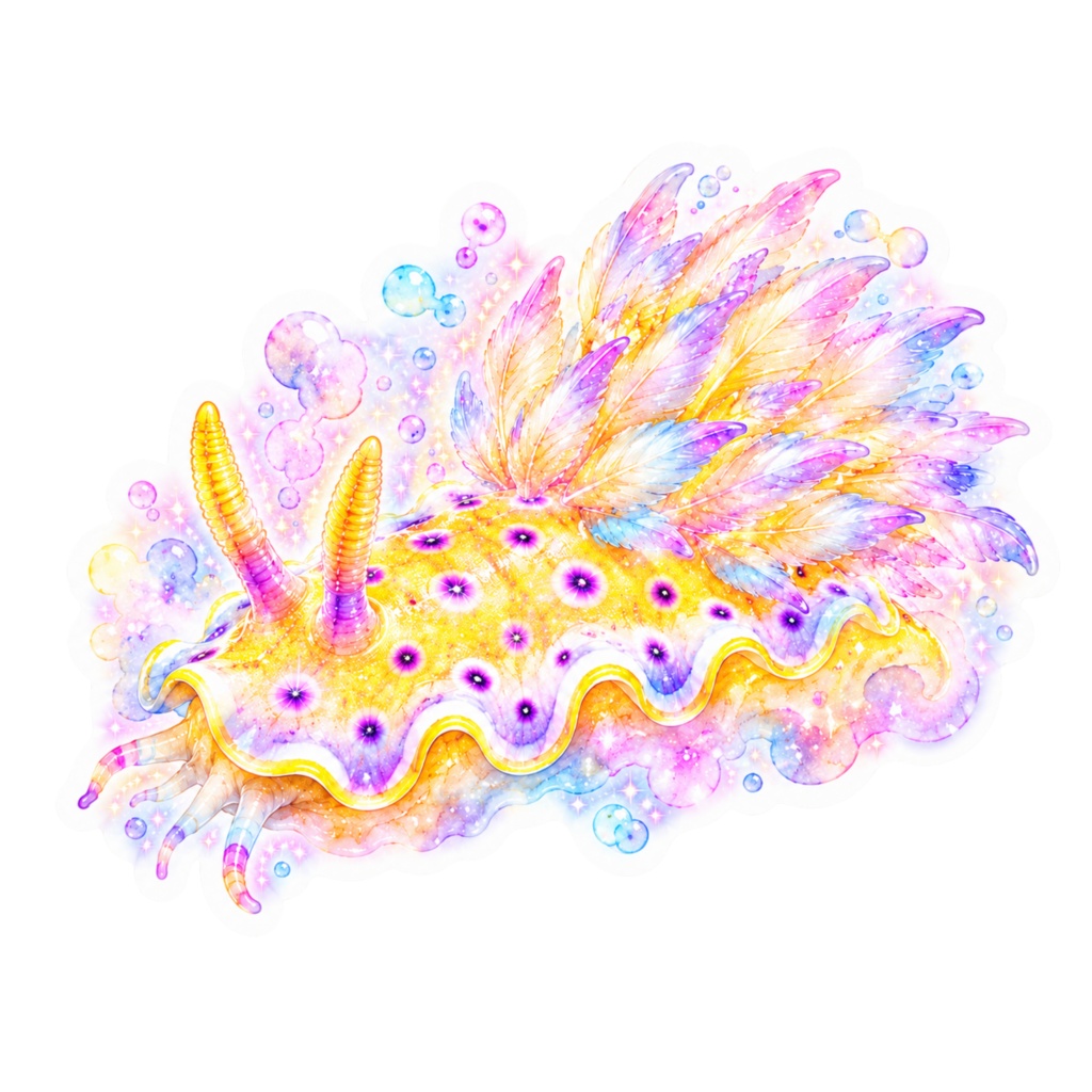 【デジタルステッカー】海の宝石・幻想ウミウシのグラデーションステッカー