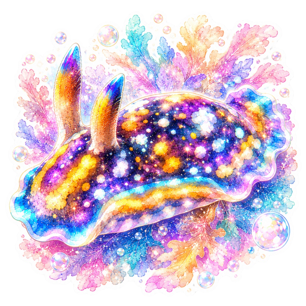 【デジタルステッカー】海の宝石・幻想ウミウシのグラデーションステッカー
