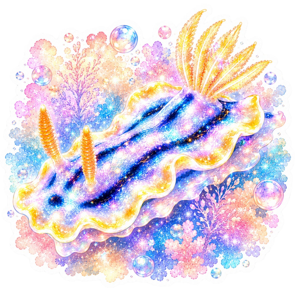 【デジタルステッカー】海の宝石・幻想ウミウシのグラデーションステッカー