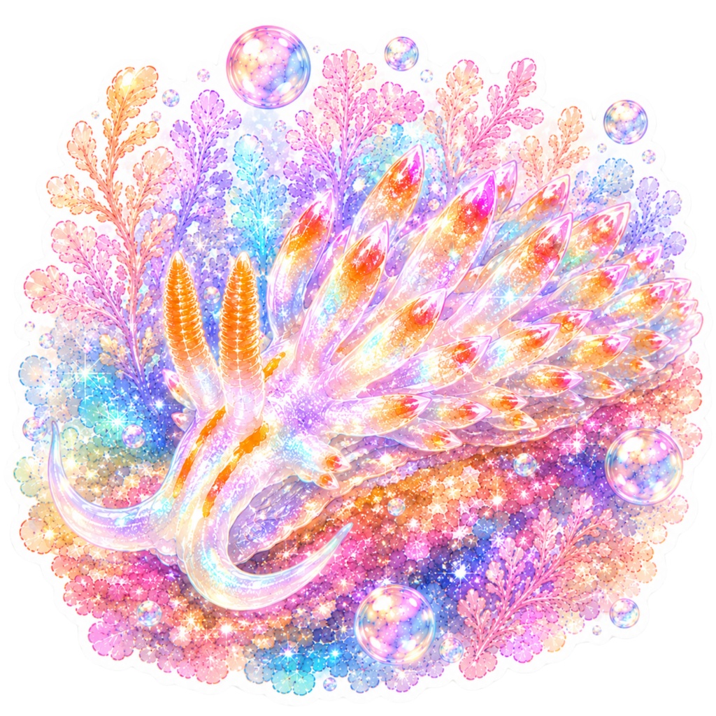 【デジタルステッカー】海の宝石・幻想ウミウシのグラデーションステッカー