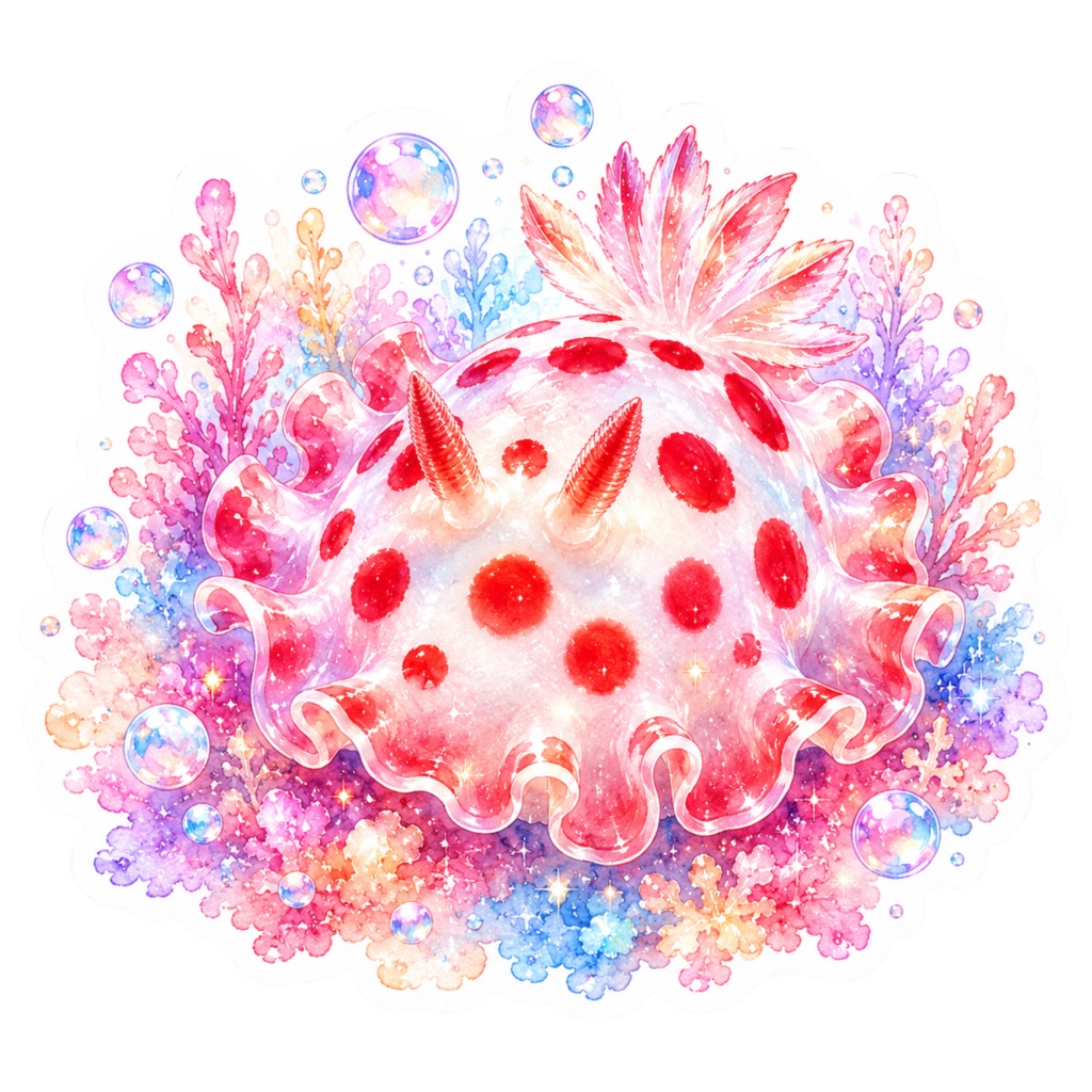 【デジタルステッカー】海の宝石・幻想ウミウシのグラデーションステッカー