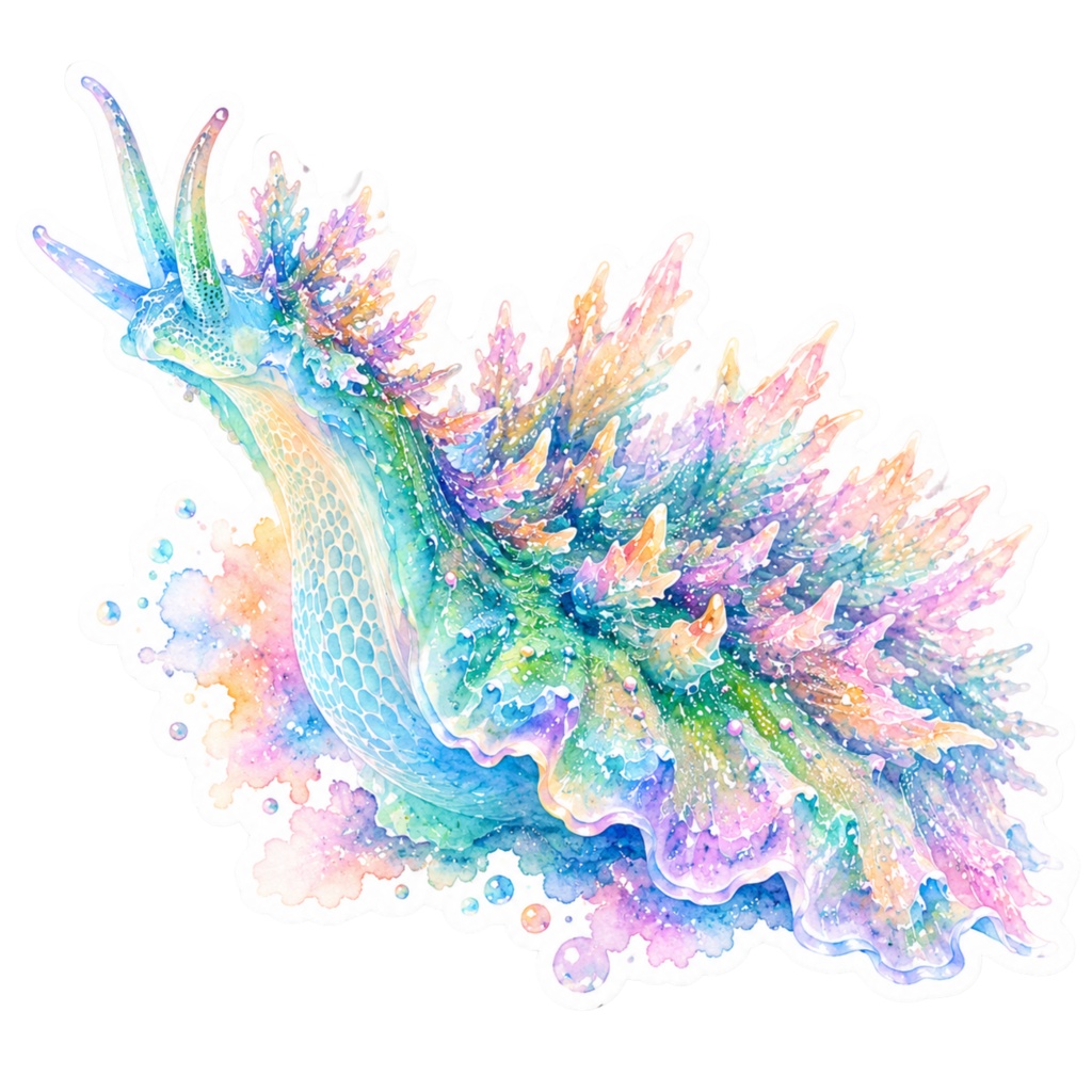 【デジタルステッカー】海の宝石・幻想ウミウシのグラデーションステッカー