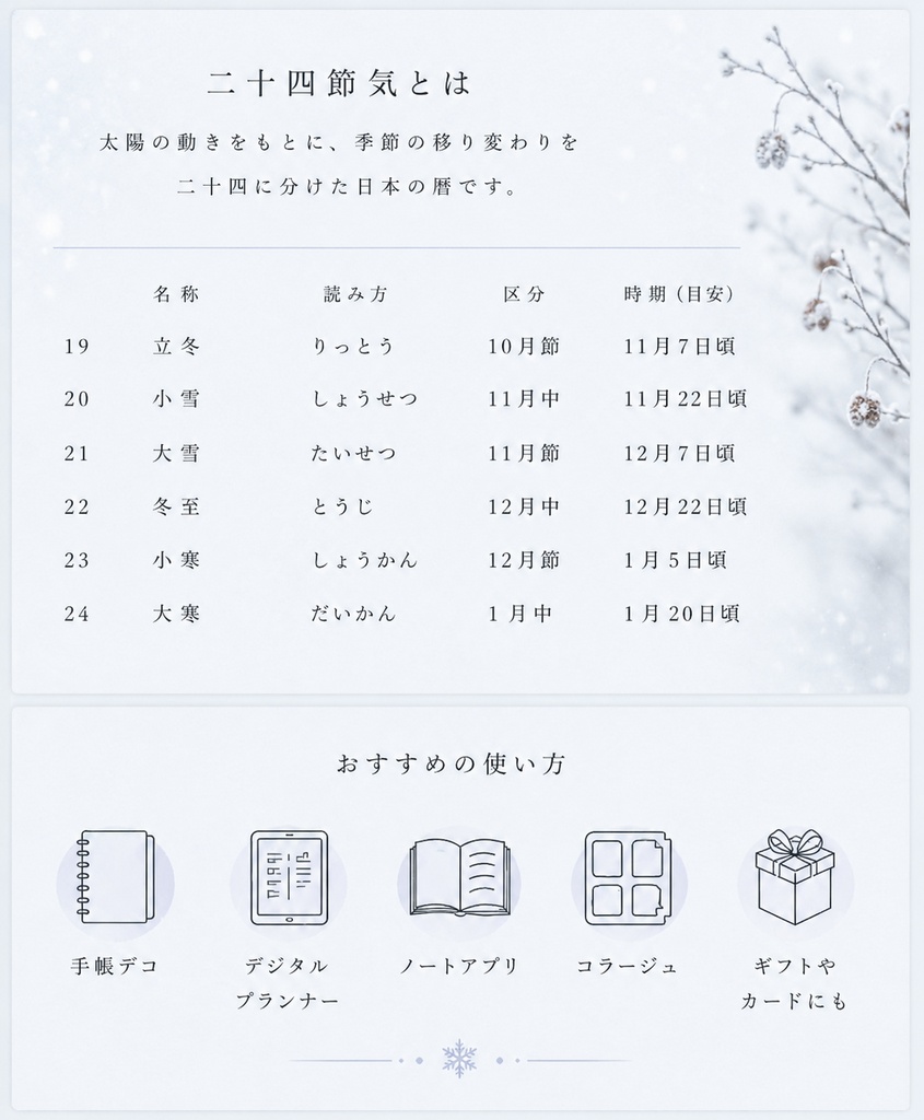 【デジタルステッカー】二十四節気 冬の彩りコレクション WINTER COLLECTION