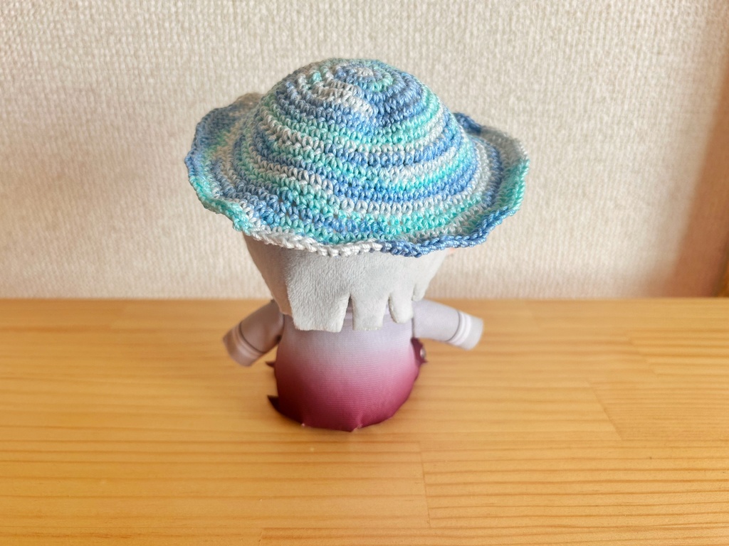 ぬいぐるみ用手編み帽子 水色