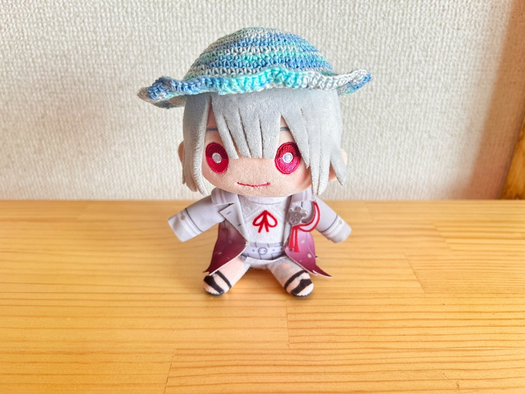 ぬいぐるみ用手編み帽子 水色