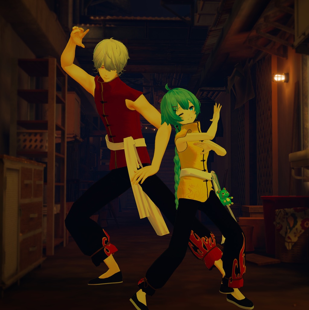 【水瀬・薄荷対応】【音ギミック付】カンフー服 烈火V