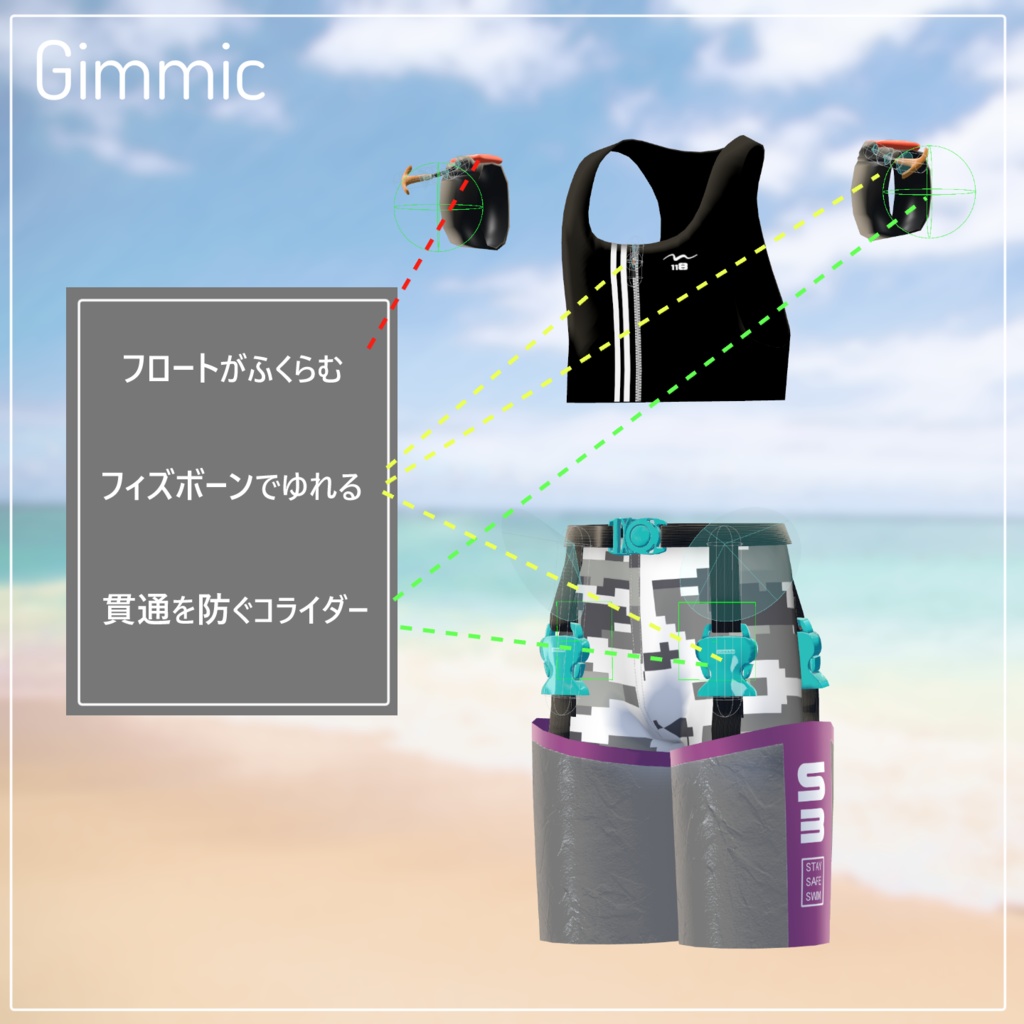 【ギミック付】ライフセービング水着 ステイセーフスイミング