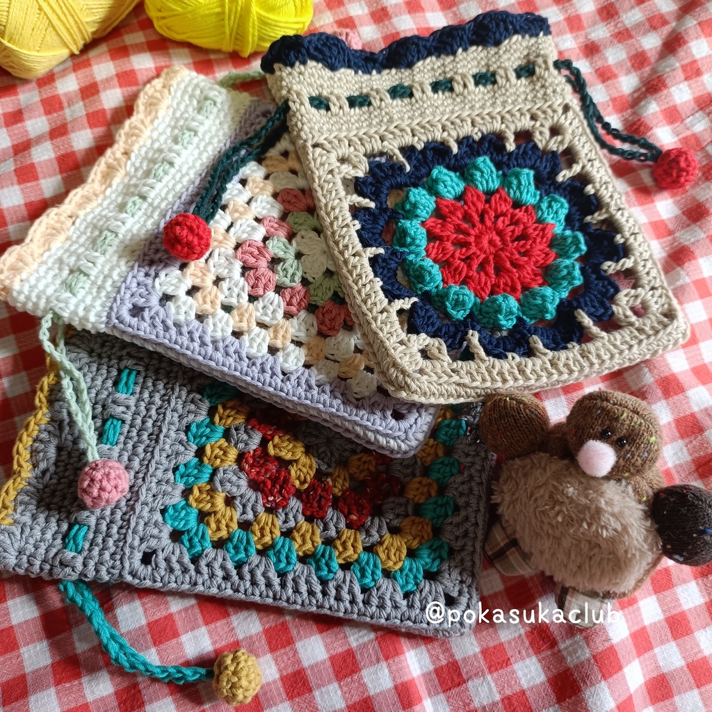 ぬい用きんちゃく【手編み】