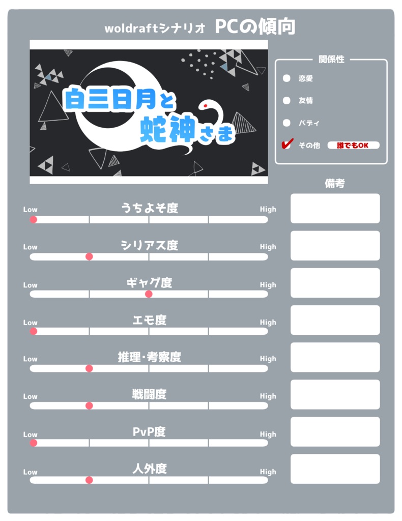 CoCシナリオ『白三日月と蛇神さま』SPLL:E191461