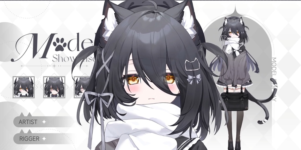 【VTS】【Live2D 2Dモデル】JK小黒猫【量販モデル】