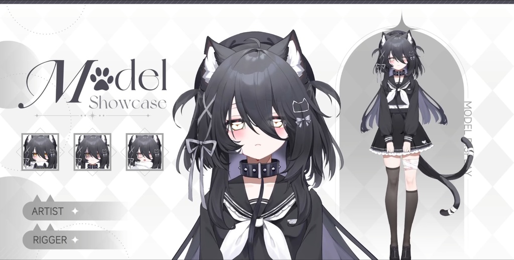 【VTS】【Live2D 2Dモデル】JK小黒猫【量販モデル】