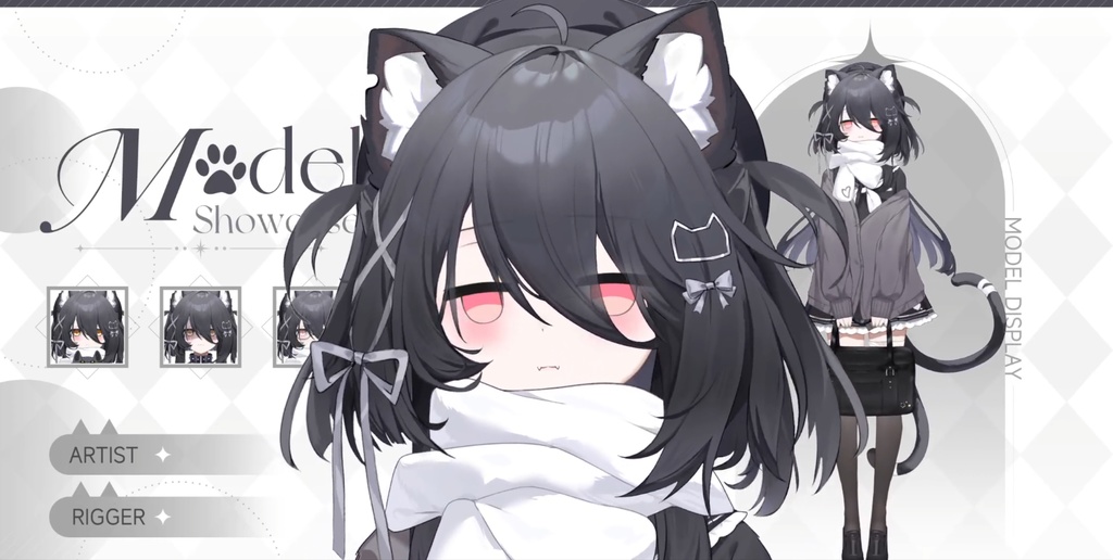 【VTS】【Live2D 2Dモデル】JK小黒猫【量販モデル】