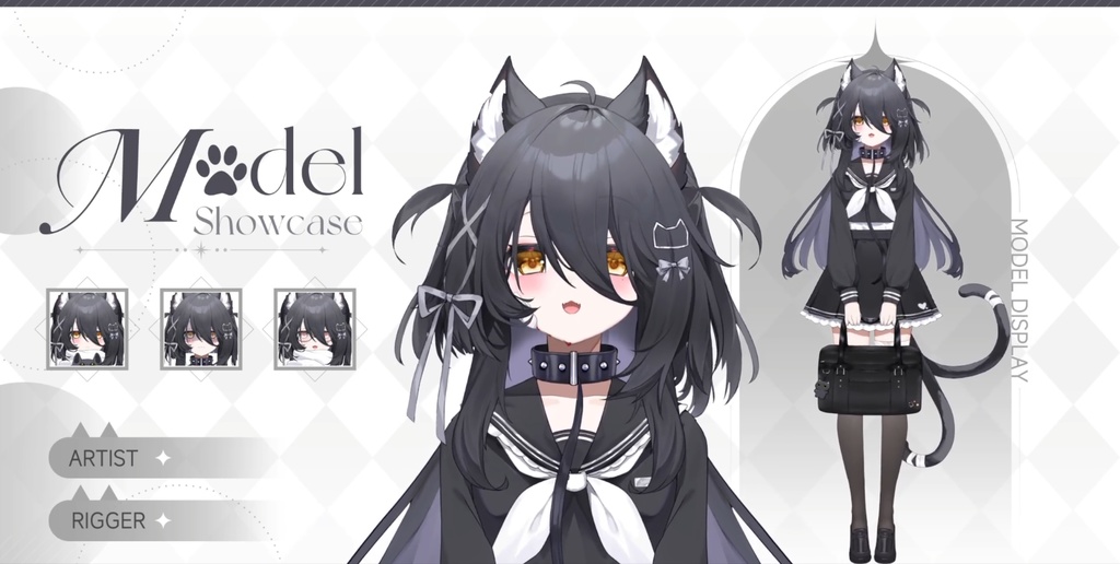 【VTS】【Live2D 2Dモデル】JK小黒猫【量販モデル】