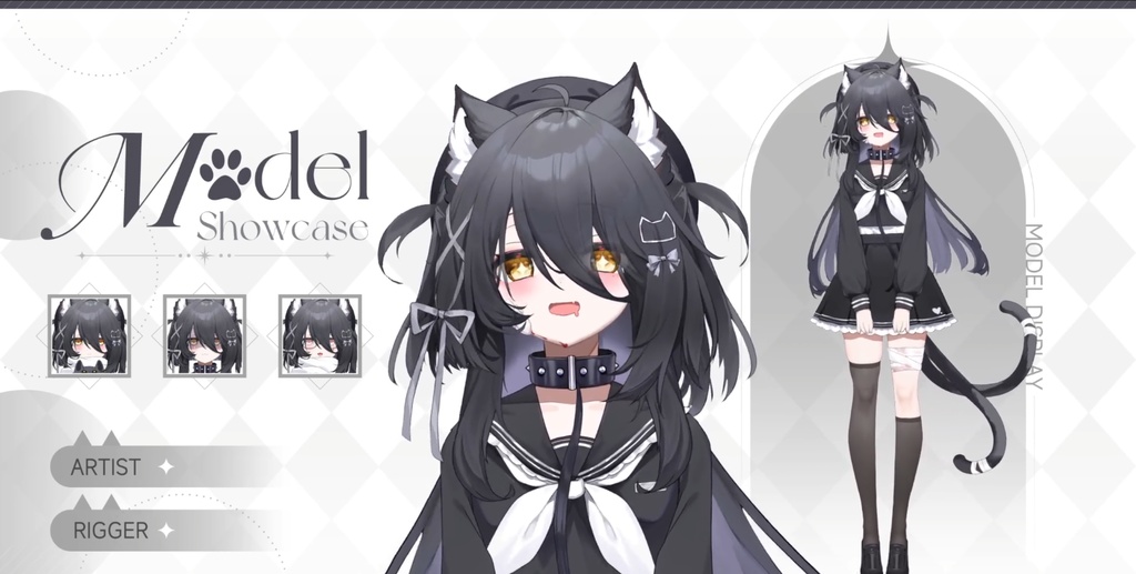 【VTS】【Live2D 2Dモデル】JK小黒猫【量販モデル】