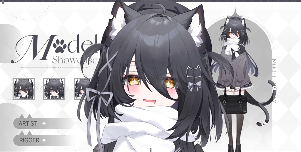 【VTS】【Live2D 2Dモデル】JK小黒猫【量販モデル】