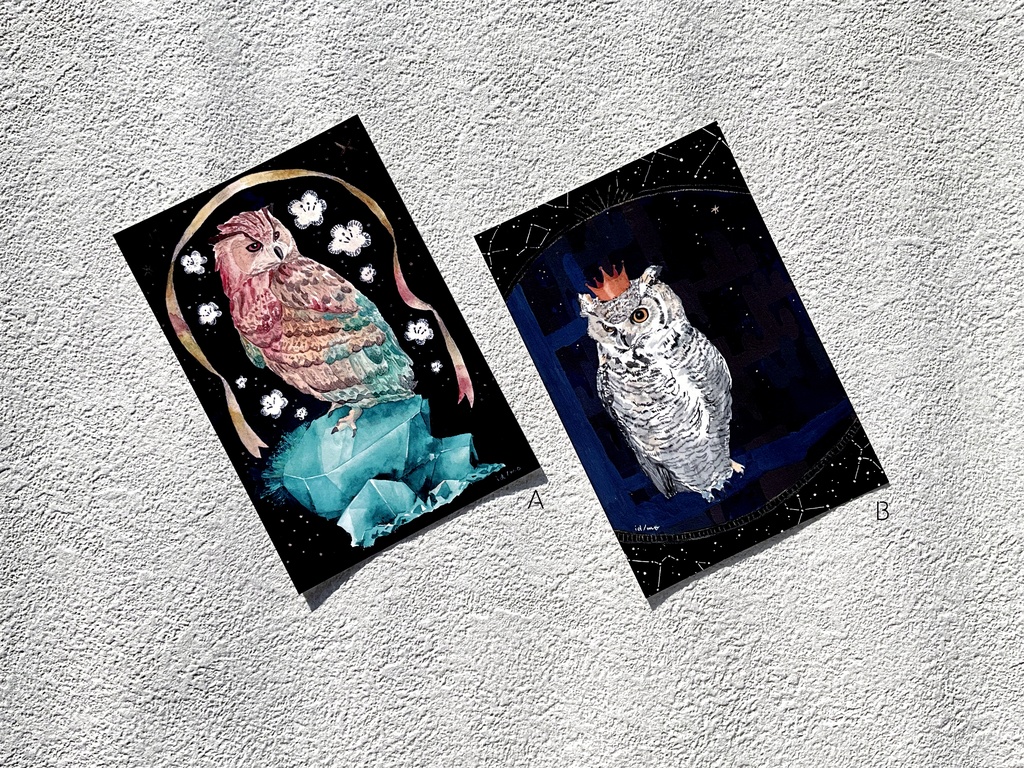 ポストカード　フクロウ