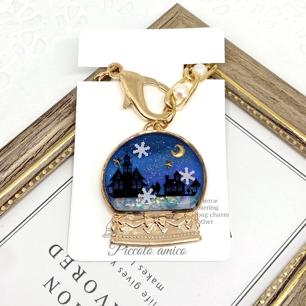 雪の降る街 バッグチャーム