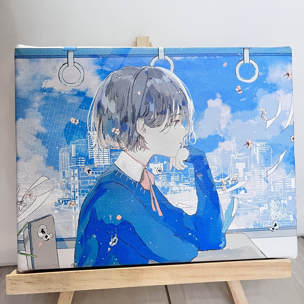 電車と少女のキャンバスアート