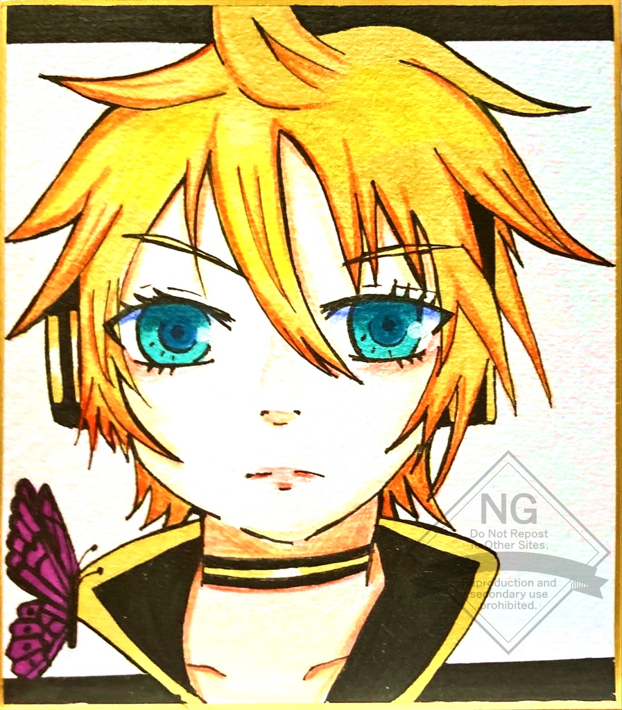 鏡音レン　色紙原画