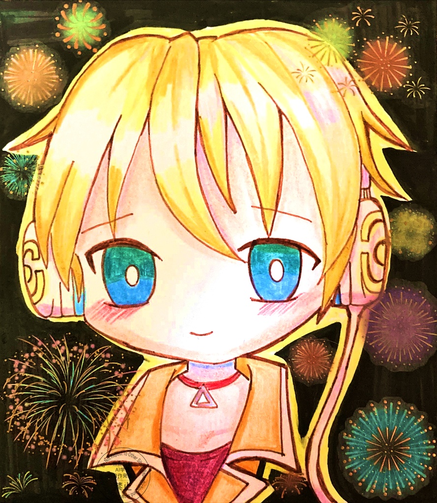 鏡音レン　原画色紙