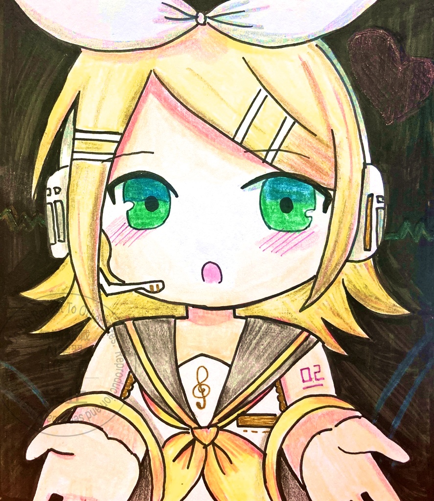 鏡音リン　色紙原画