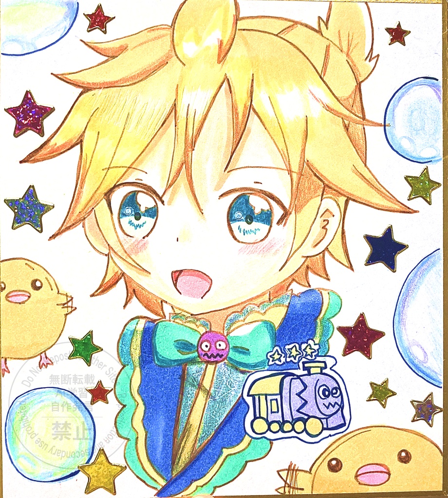 鏡音レン 原画色紙 ファンアート