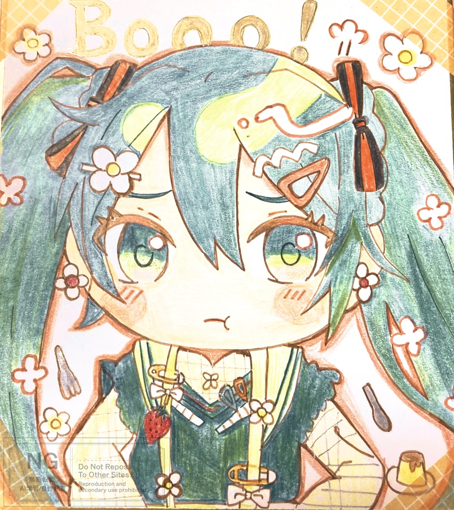 初音ミク　色紙原画