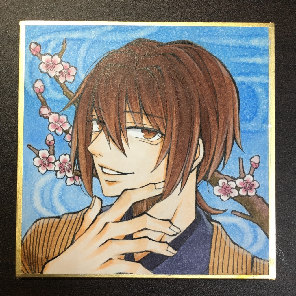 豆色紙原画【和服男子】