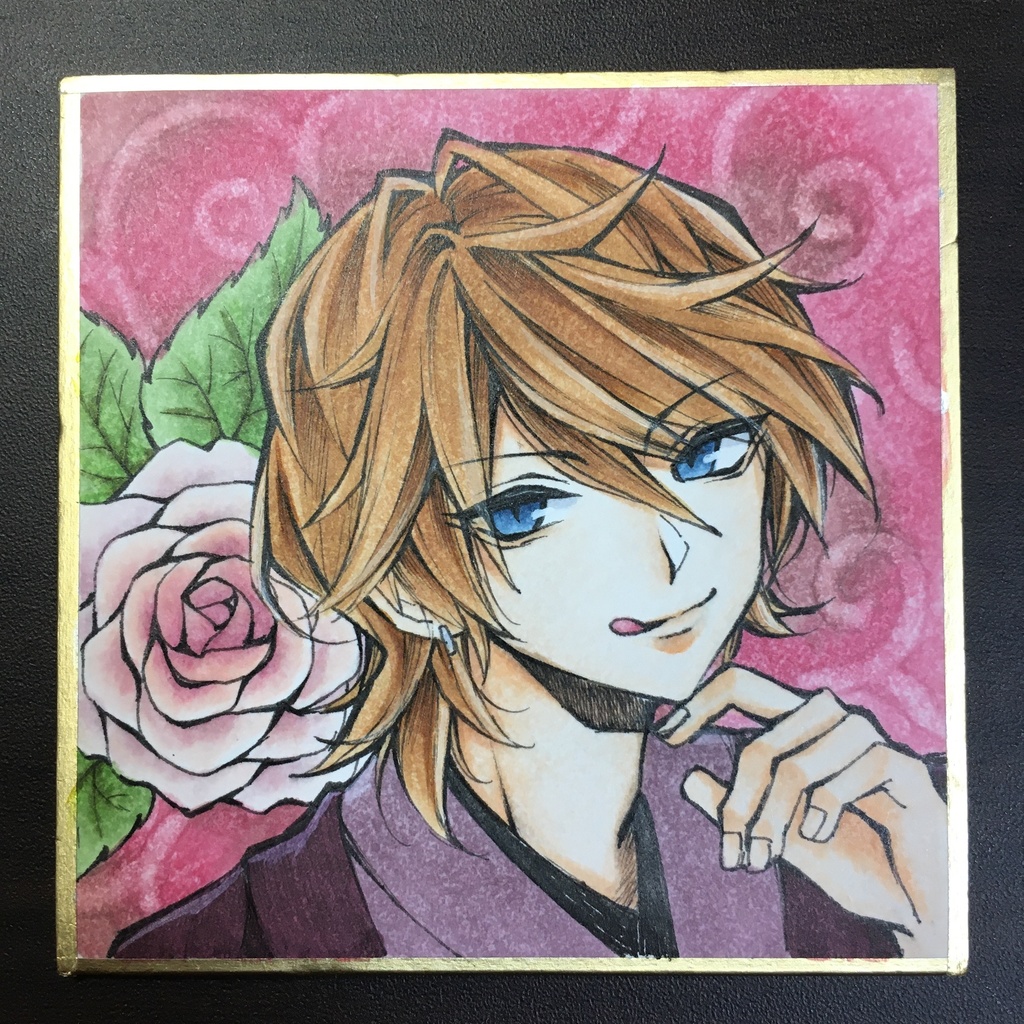 豆色紙原画【和服男子】