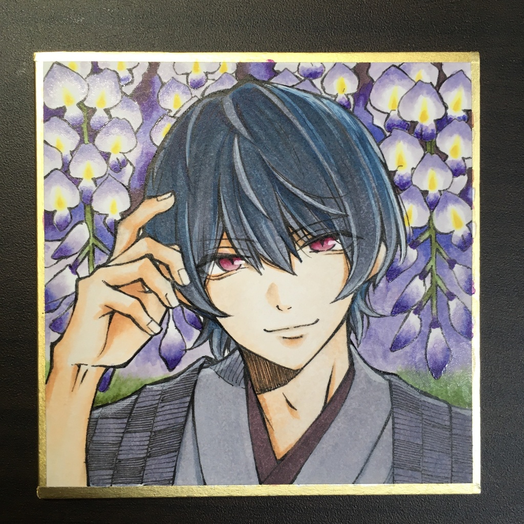 豆色紙原画【和服男子】