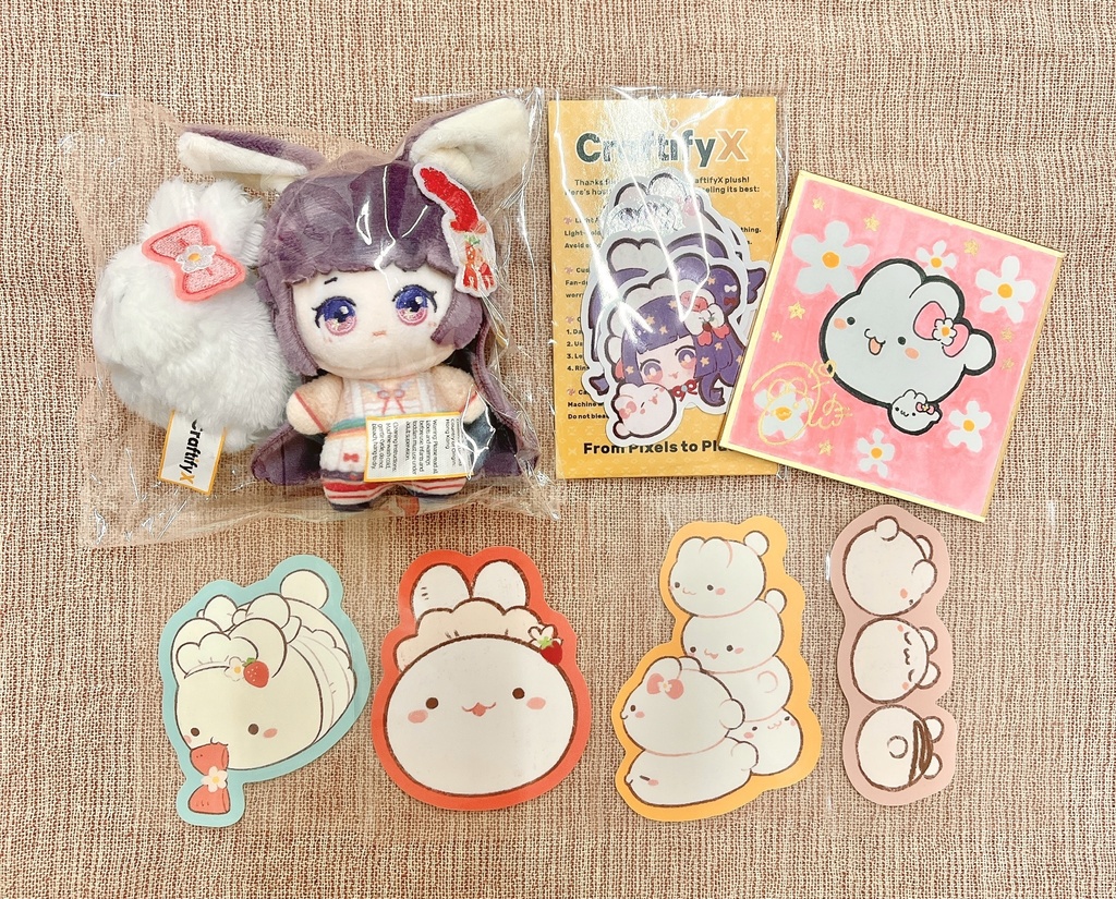 【コラボ記念】特別🐰だいふくうさぎちゃんセット(ぬいぐるみ＋直筆ミニ色紙付)