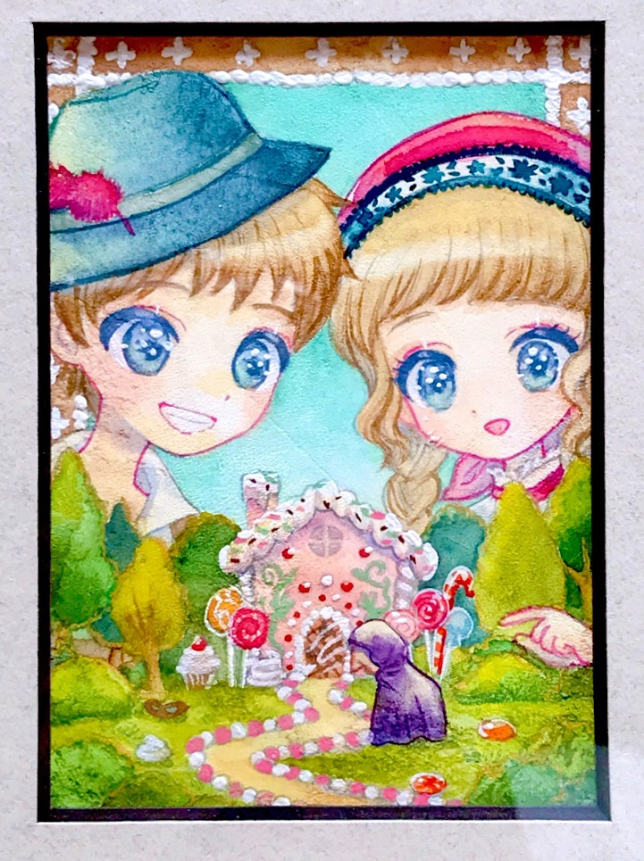 【額装ATC原画】お菓子の家