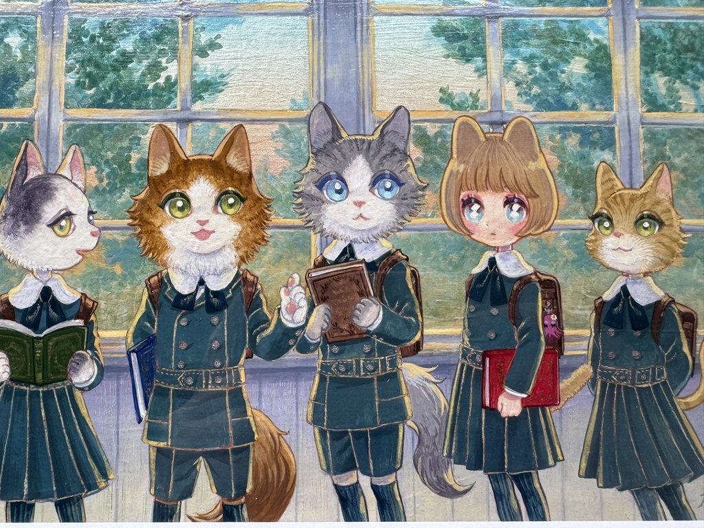 額装原画【ねこのなかにひとり】