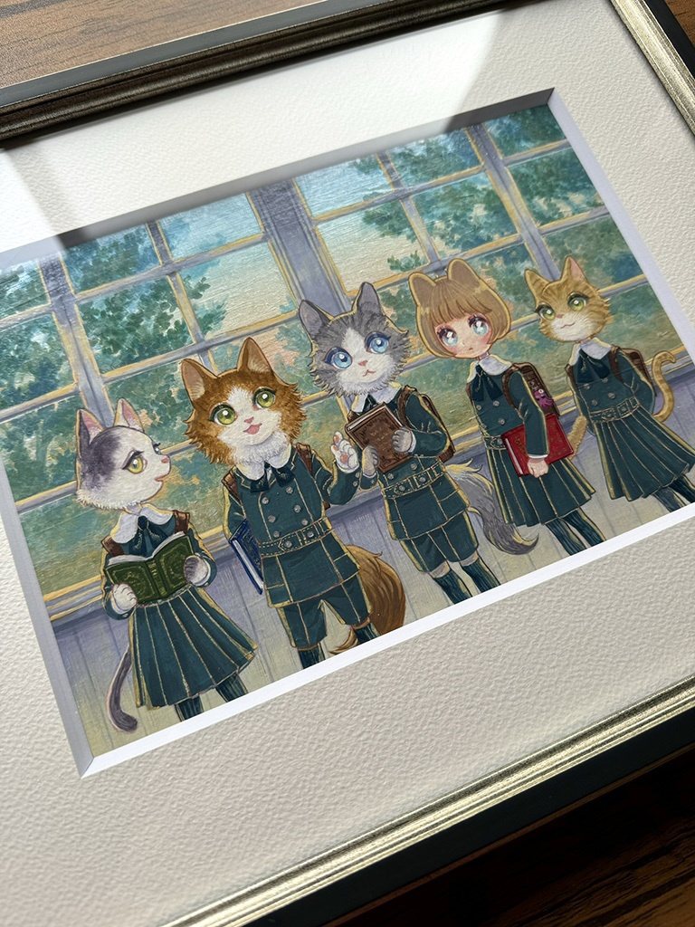 額装原画【ねこのなかにひとり】