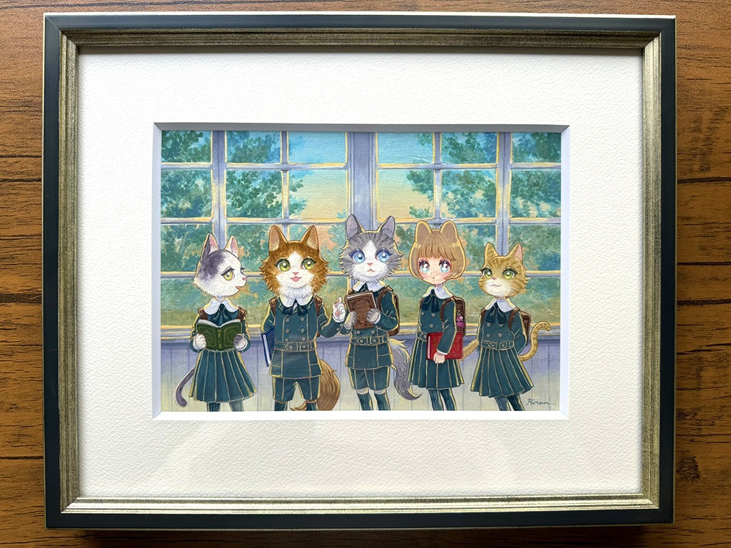 額装原画【ねこのなかにひとり】