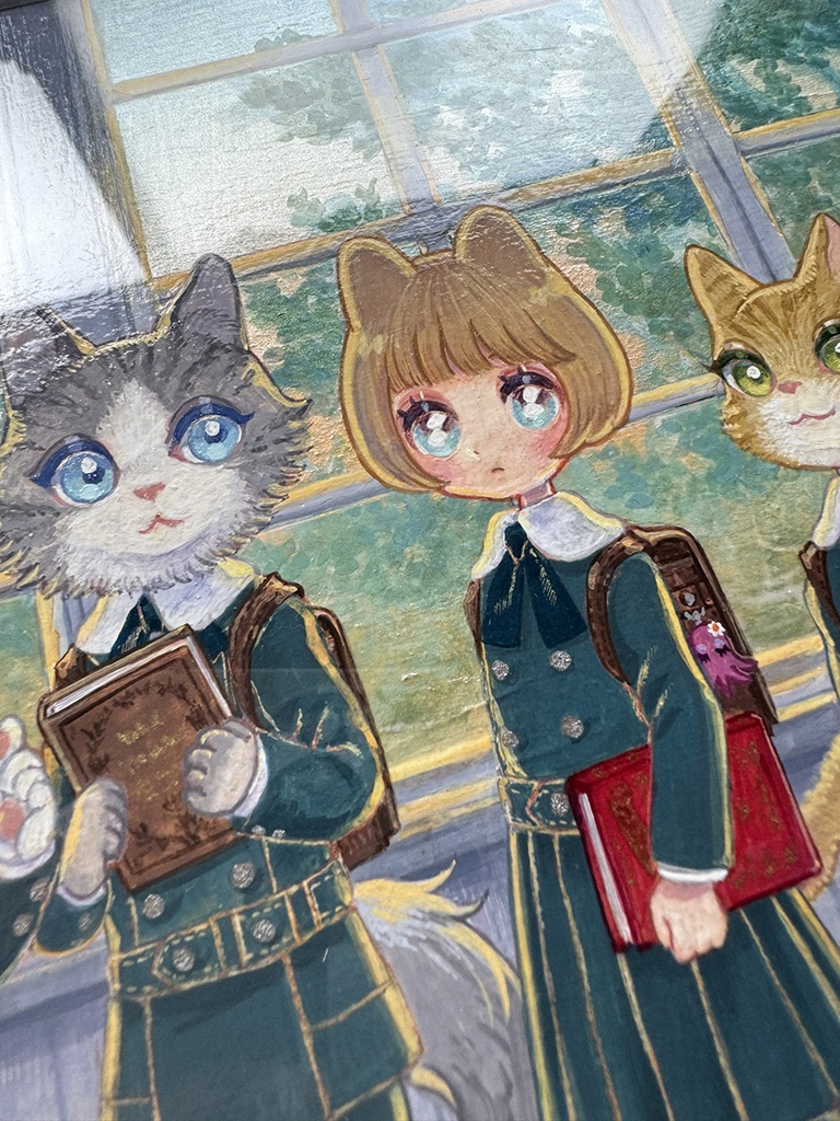 額装原画【ねこのなかにひとり】