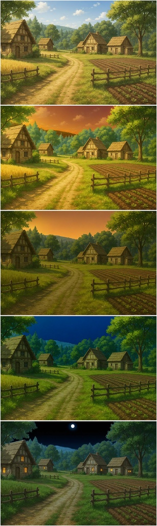 背景素材「はじまりの村」時間帯差分5点込み