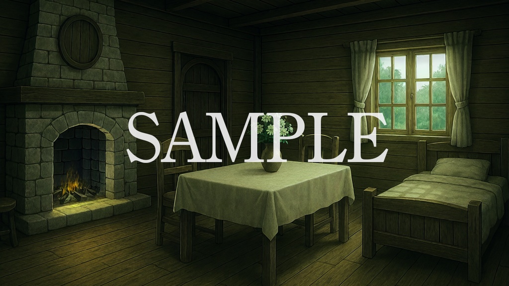 背景素材「田舎村の家」時間帯差分5点込み