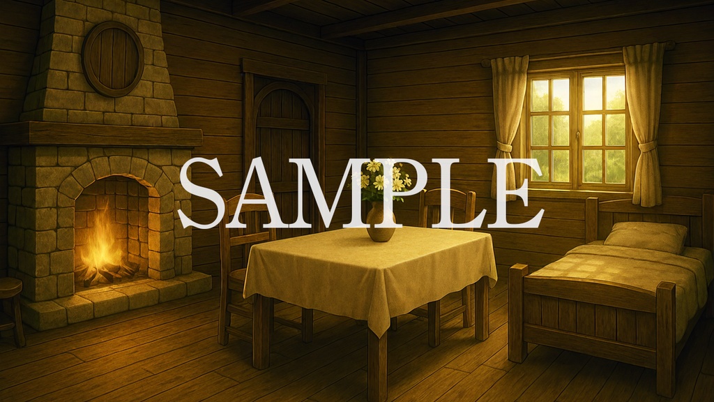 背景素材「田舎村の家」時間帯差分5点込み