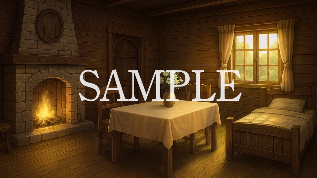 背景素材「田舎村の家」時間帯差分5点込み