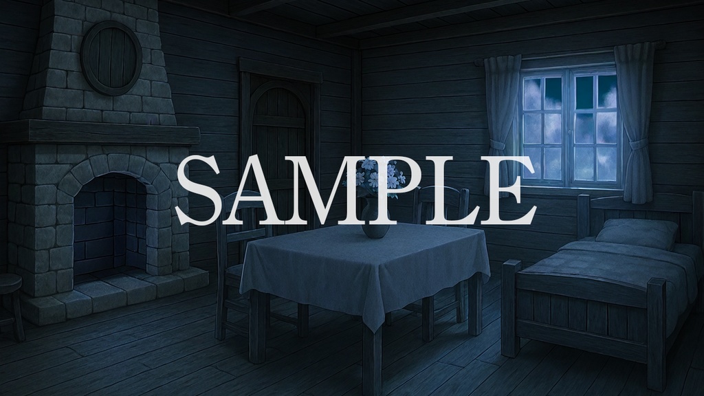 背景素材「田舎村の家」時間帯差分5点込み