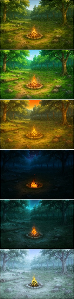 背景素材「旅の野営地」時間帯差分6点込み