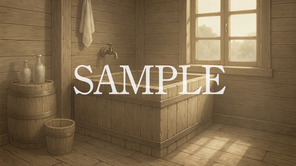 背景素材「田舎村の家風呂」時間帯差分5点込み