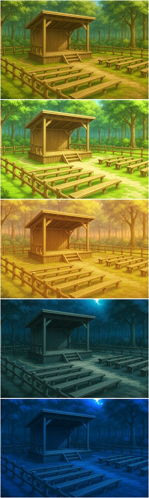 背景素材「村の集会場」時間帯差分5点込み