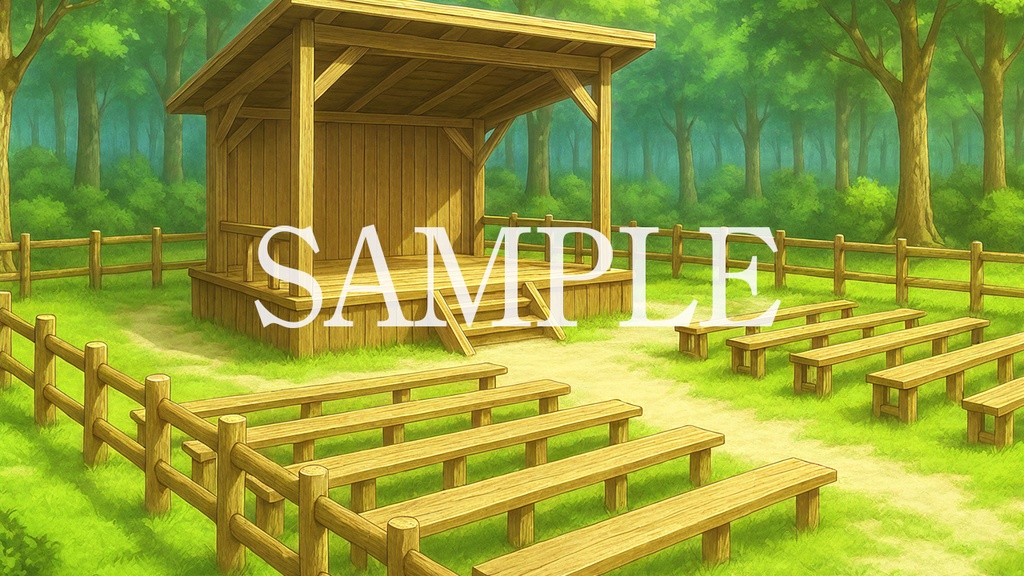 背景素材「村の集会場」時間帯差分5点込み