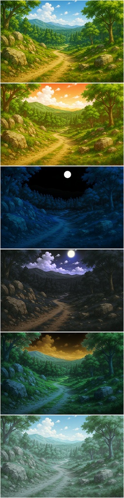 背景素材「新米冒険者の山道」時間帯差分6点込み
