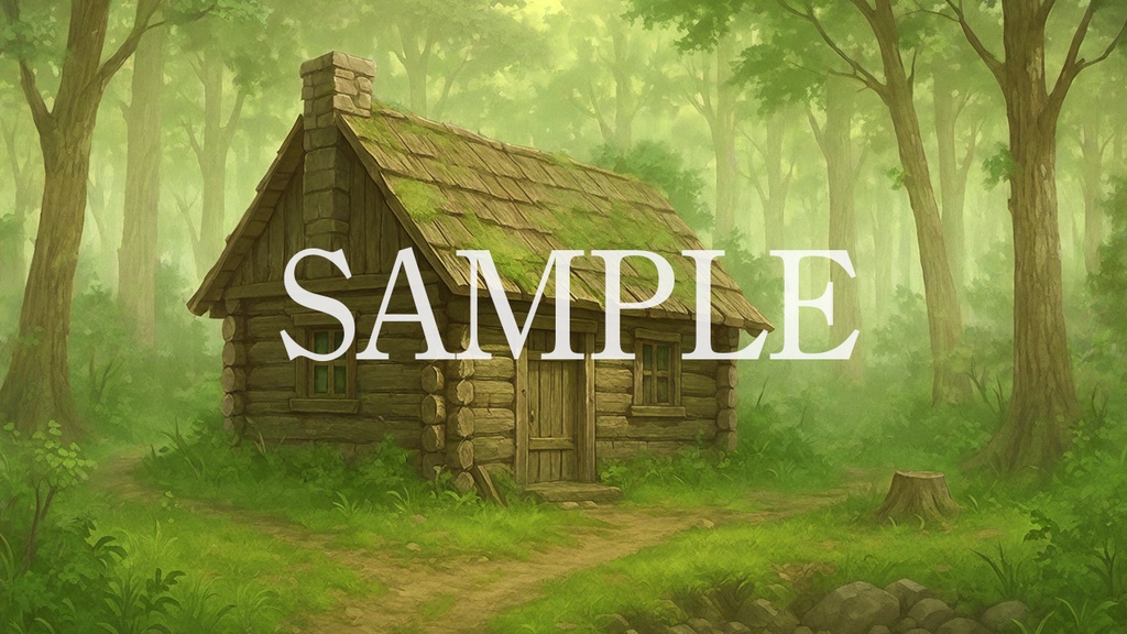 背景素材「森の中の小屋」時間帯差分5点込み