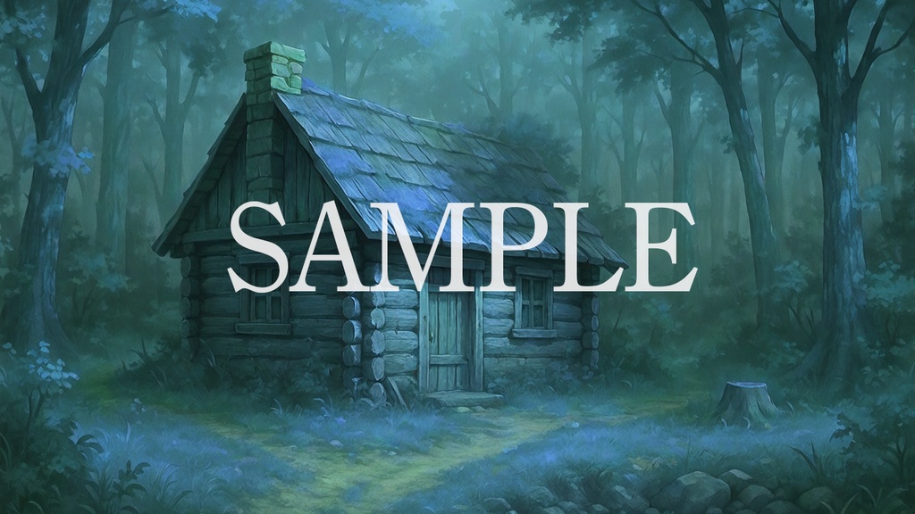 背景素材「森の中の小屋」時間帯差分5点込み