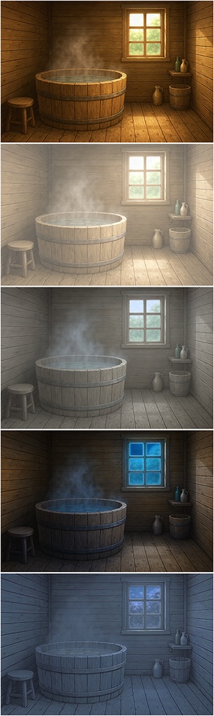 背景素材「田舎村の家風呂2」