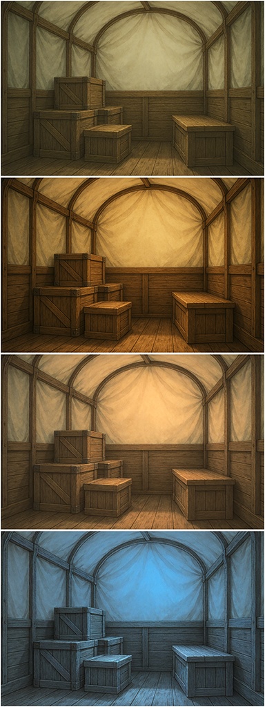 背景素材「荷馬車の中」